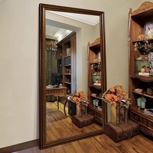 American Retro Style Full-Length Mirror Floor Mirror Home Thickened Frame Fitting Mirror Bedroom Dressing Mirror Floor Mirror
