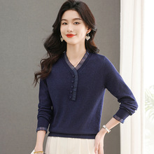 正品羊绒小衫女法式V领木耳边今年流行漂亮时尚短款羊毛打底衫