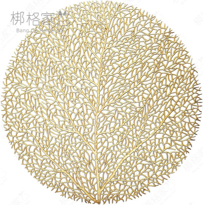 餐垫仿真珊瑚枝烫金缕空PVC餐桌垫北欧风装饰树枝镀金西餐垫圆型