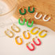 European and American light luxury style 18K gold-plated stainless steel U-shaped earrings color drop oil earrings simple earrings earrings for women Wholesale