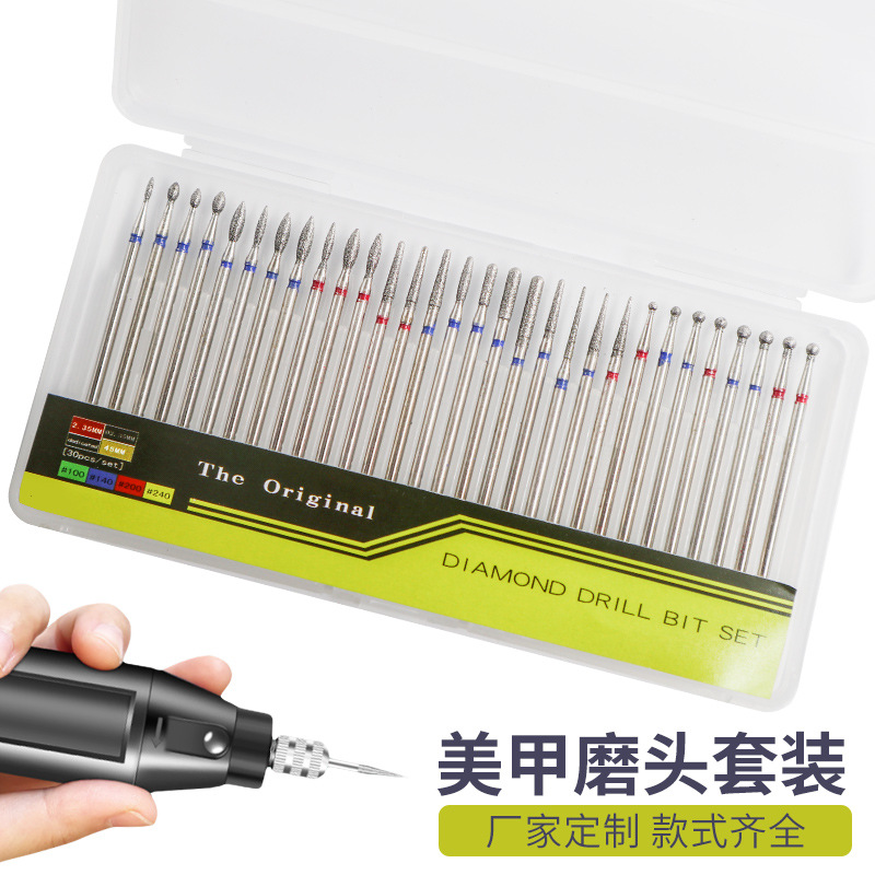 Cabeza de molienda frontal de Arte de uñas ruso 30 piezas de diamante removedor de uñas cabeza de molienda de piel muerta