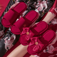 Wedding Slippers with a Luxurious Feel, New Couple's Style, Thick-Soled, for Groom and Bride, Bridal Gift, Festive Red, Pair - Summer, Lightweight Luxury