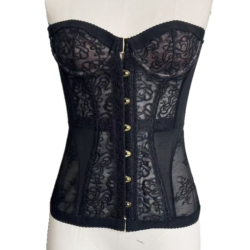 Europa y los Estados Unidos venta rápida primavera y verano sexy cintura hueca delgada hueso de pescado en forma de pecho chaqueta de encaje corsé