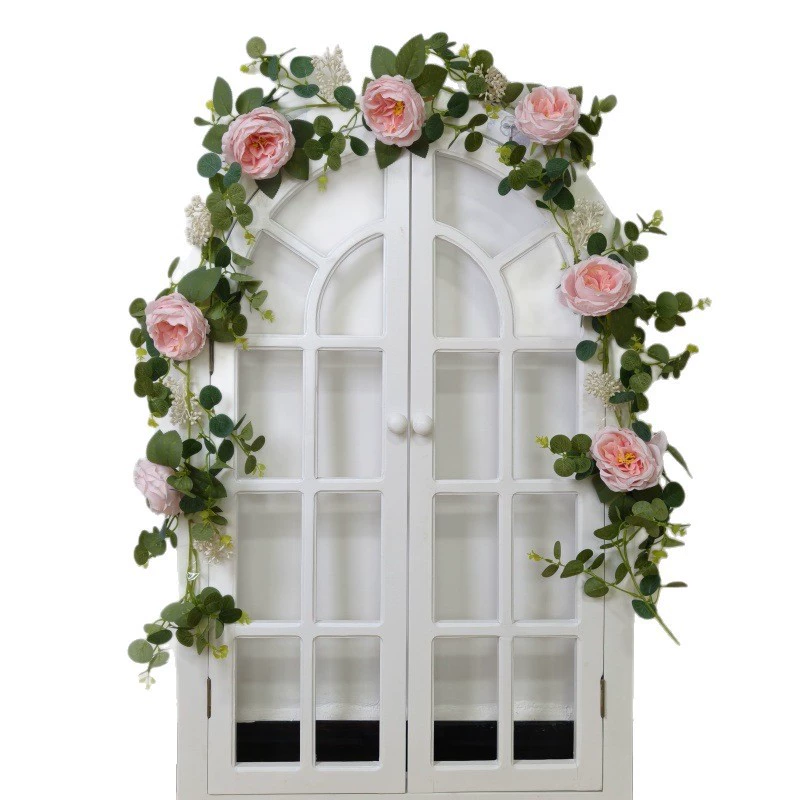 Cross-border peony simulation peony rose vine plastic flower string air-conditioning outdoor vine artificial flower pipe winding