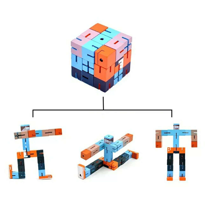 Variedad cubo robot Deformación de madera rompecabezas juguetes de inteligencia matemática estudiantes de primaria 3-9 años de edad