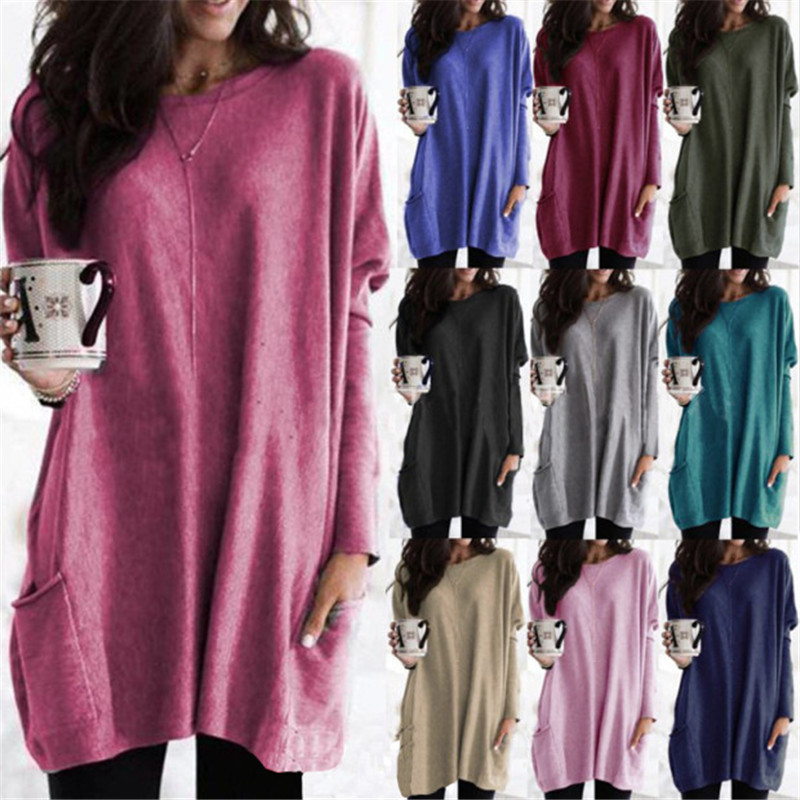 2023 Amazon Ebay Aliexpress Wish New European and American Autumn Long-Sleeved Casual Flap Pocket Pants T-Shirt Tops Women's Clothing