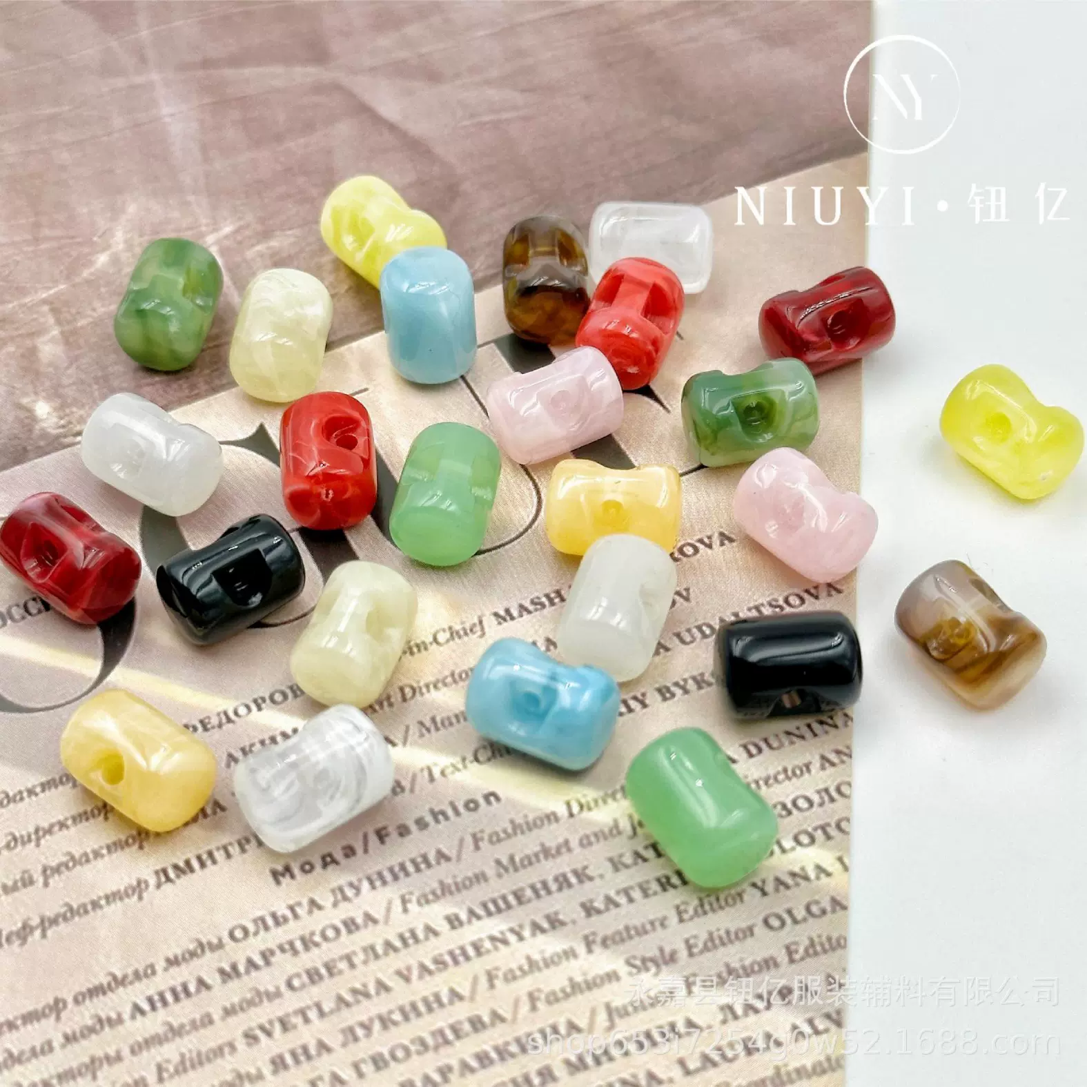 旗袍开衫扣子圆柱手缝暗眼衬衣扣 仿玉石不规则花纹树脂衬衫 纽扣