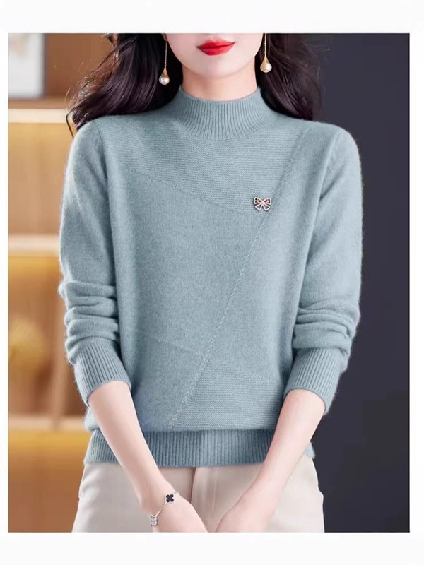 羊绒毛衣女2025年新款半高领打底衫女春秋冬内搭宽松针织衫上衣保|undefined