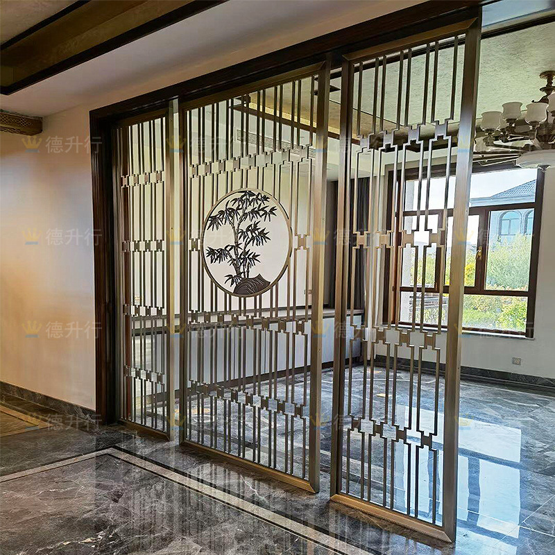 Modern Light Luxury Stainless Steel Screen High-End Restaurant Metal Screen Partition Villa Living Room Entrance Background Wall