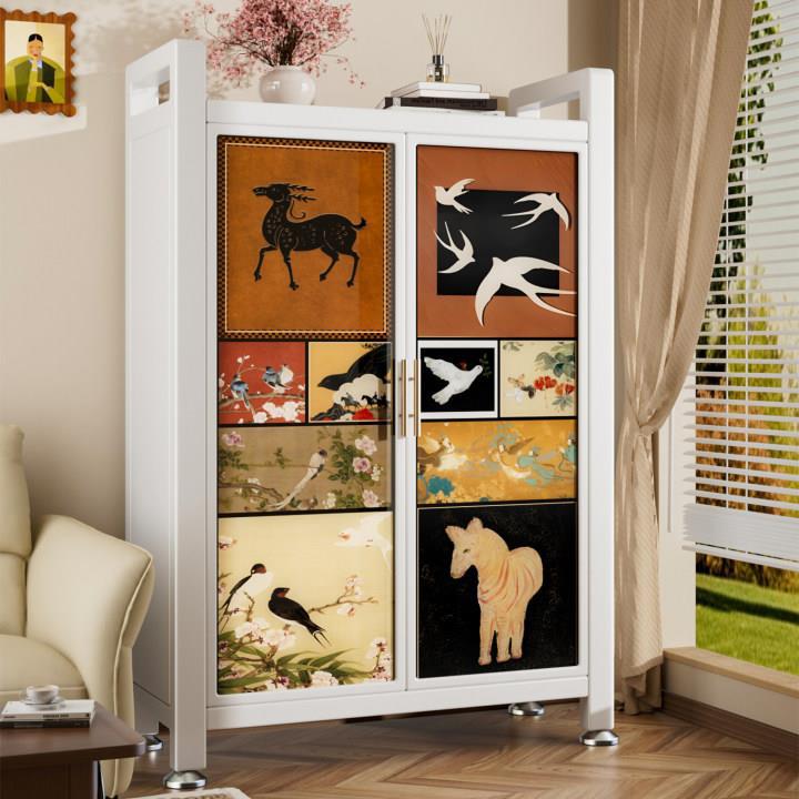 Household Storage Cabinet Living Room Balcony Storage Rack Simple Wardrobe Outdoor Floor-Standing Waterproof Sun Protection Iron Storage Cabinet