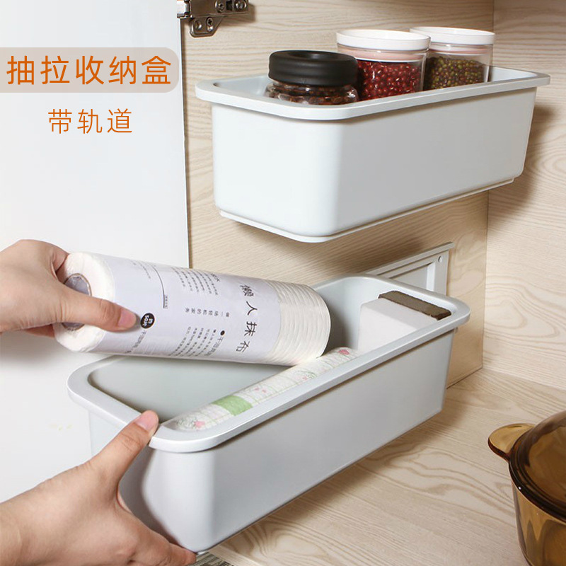 Cross-border pull-out storage box cabinet punch-free multi-functional storage rack kitchen wall-mounted storage rack