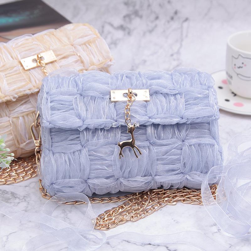 手工丝带纱编织包包网格毛线diy材料自制夏季小众单肩斜挎包包