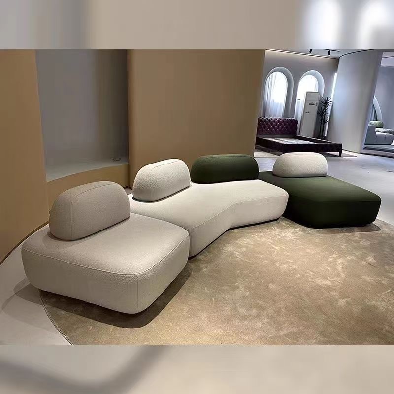 Sofá de tela minimalista italiano, sofá de viento tranquilo, sala de estar de gran tamaño diseñador de bloques de tofu combinados con módulo de isla