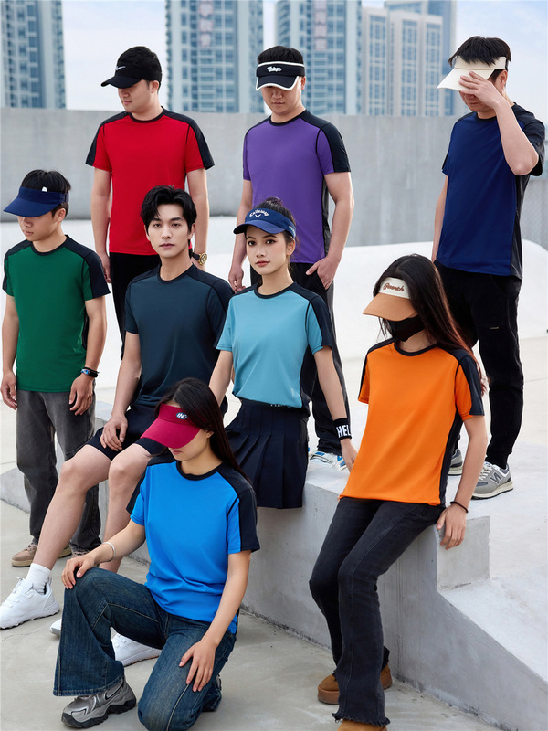 120 grams of ultra light quick dry T-shirt short sleeve round neck shirt sweat absorption training sports color matching T-shirt wholesale LOGO