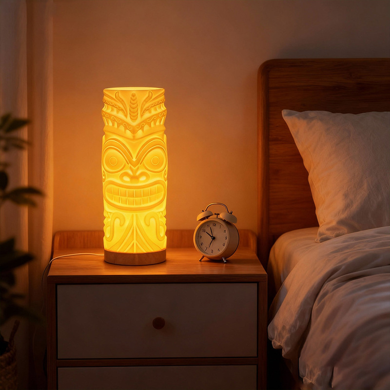 Customized Polynesian Lamp 3D Printed Bedside Night Light Touch-Controlled Three-Color Table Lamp Can Be Personalized and Processed for Cross-Border Sales
