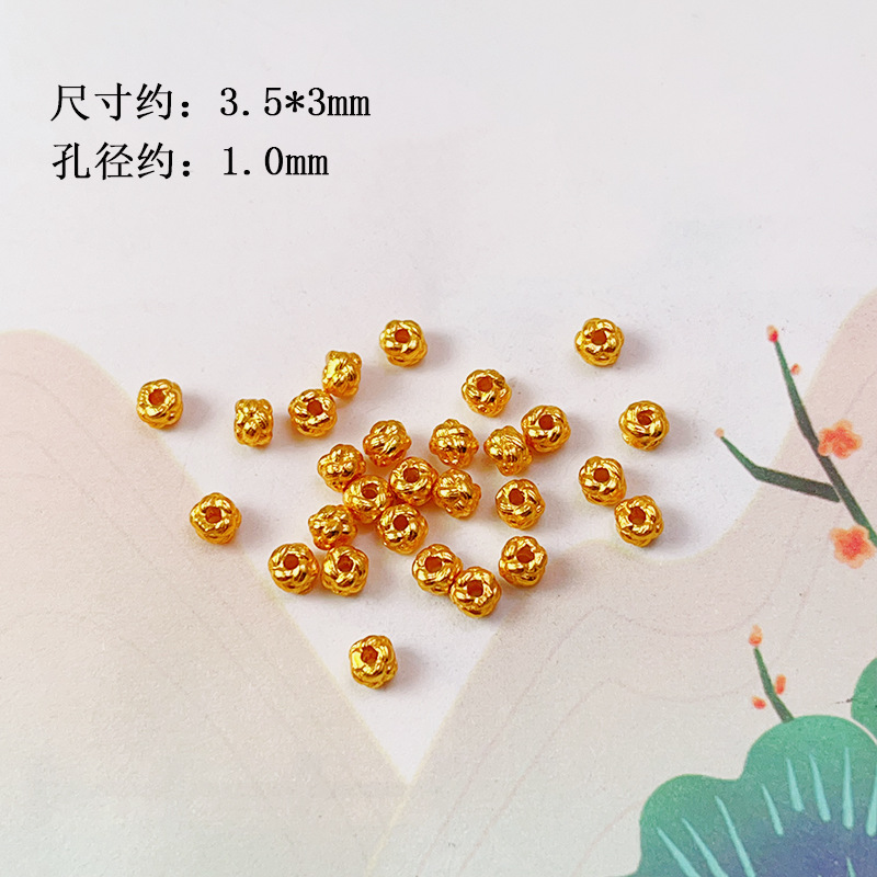 Ancient S925 Silver Gold-Plated Spacer Bead Bracelet Necklace Handmade DIY Beaded Jewelry Accessories Wenwan Accessories