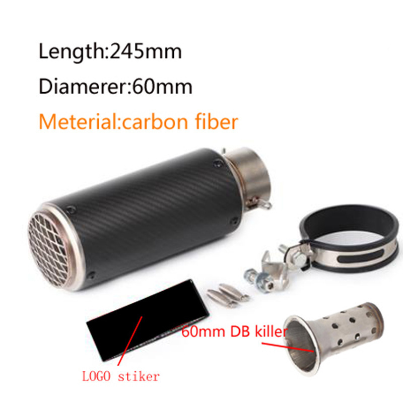 for Yamaha Kawasaki: Honda Exhaust pipe - 30-89-with-mesh-carbon-fiber-60mm