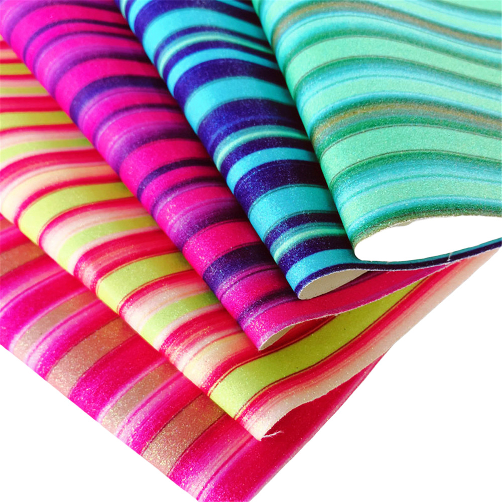 细闪粉彩虹格利特PU条纹金葱印花箱包手袋手机壳凉拖鞋材皮革面料