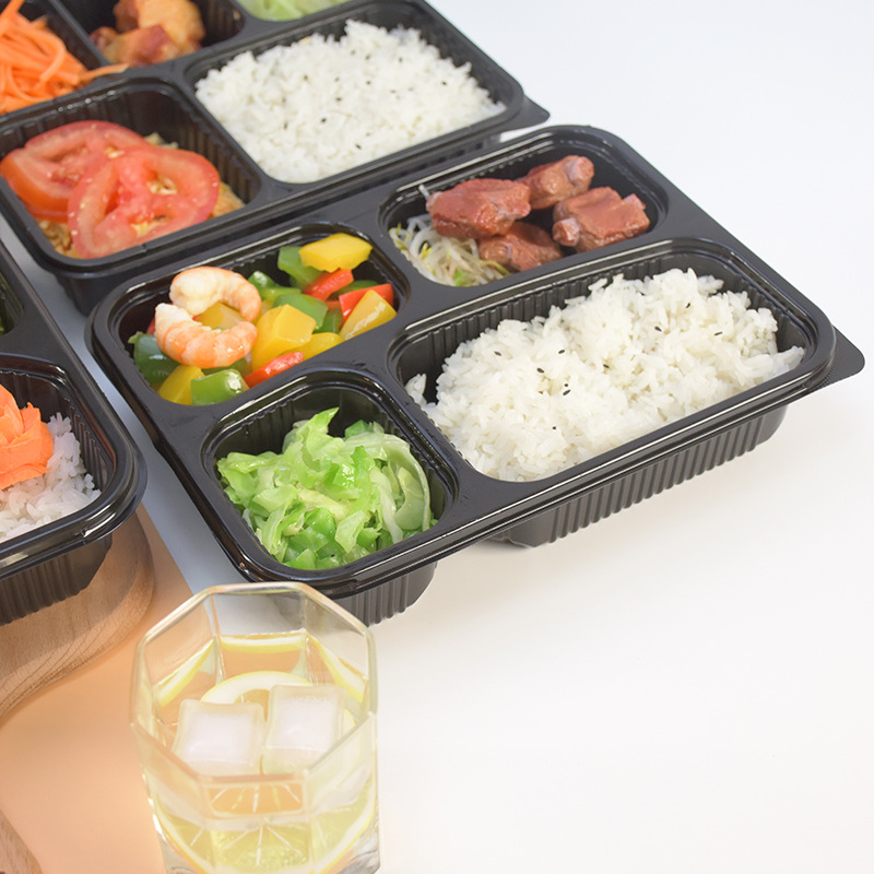 Caja de almuerzo de cinco rejillas caja de almuerzo desechable caja de embalaje para llevar de gran capacidad microondas calefacción caja de almuerzo lote de fábrica