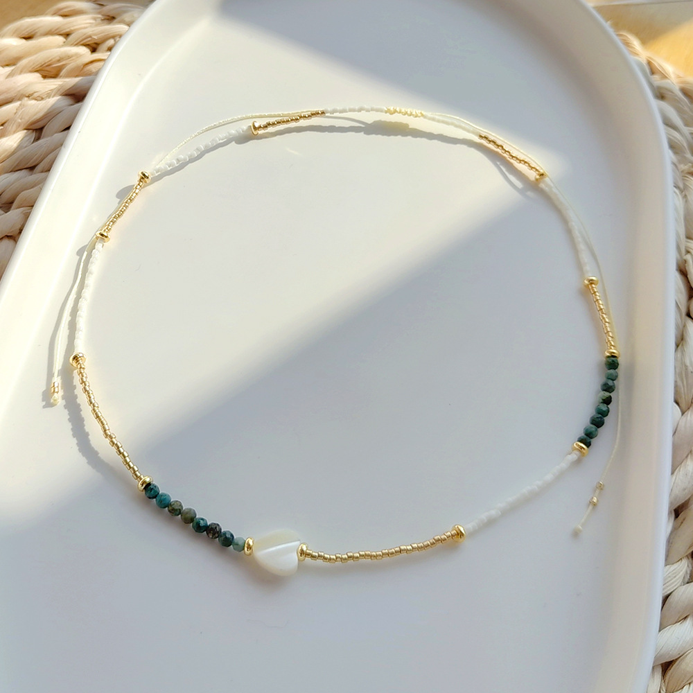 turquoise, Pearl, Shell Material Geometric, Devil'S Eye, Heart Shape Pattern Women'S Gender 1 Piece Ethnic Style Geometric Devil's Eye Heart Shape Turquoise Pearl Shell Women's Necklace