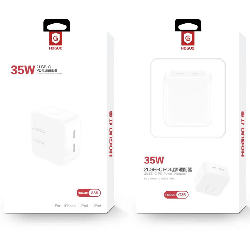 Hongguo G35 Charger 35W Flash Charge PD Fast Charge Dual PD Interface Charging Head for Android Apple