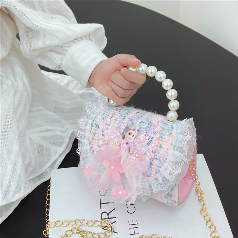 Bolso de hombro para niños 2023 nueva moda princesa portátil estilo occidental lindo algodón y lino bolsa pequeña mini bolsa de mensajero para padres e hijos