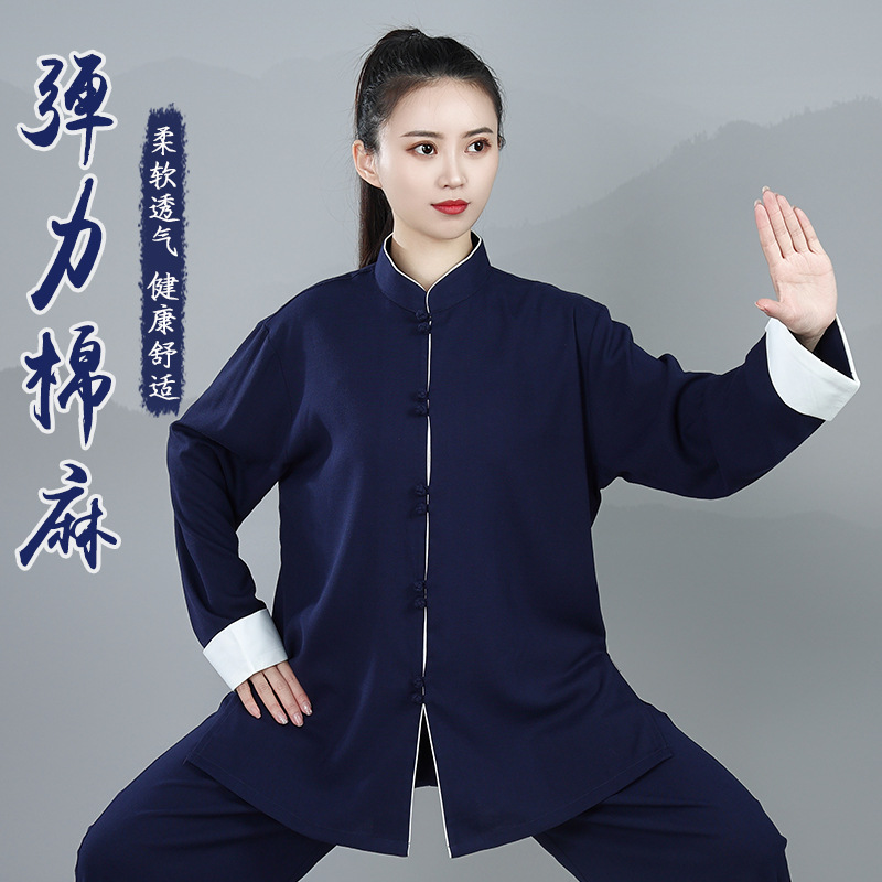 Hongji Spring and Summer Cotton and Linen Taiji Clothing Women's Chinese Style Training Clothing Summer Chinese Style Wushu Taijiquan Clothing Foreign Style New Style