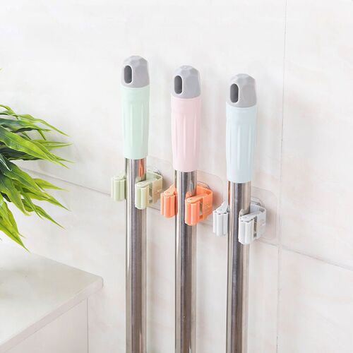 Mop rack multi-functional traceless storage mop hook nail-free bathroom bathroom wall-mounted broom hanger mop clip