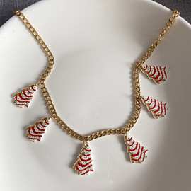 跨境欧美爆款圣诞系列饰品圣诞蛋糕树亚克力项饰时尚百搭可爱饰品