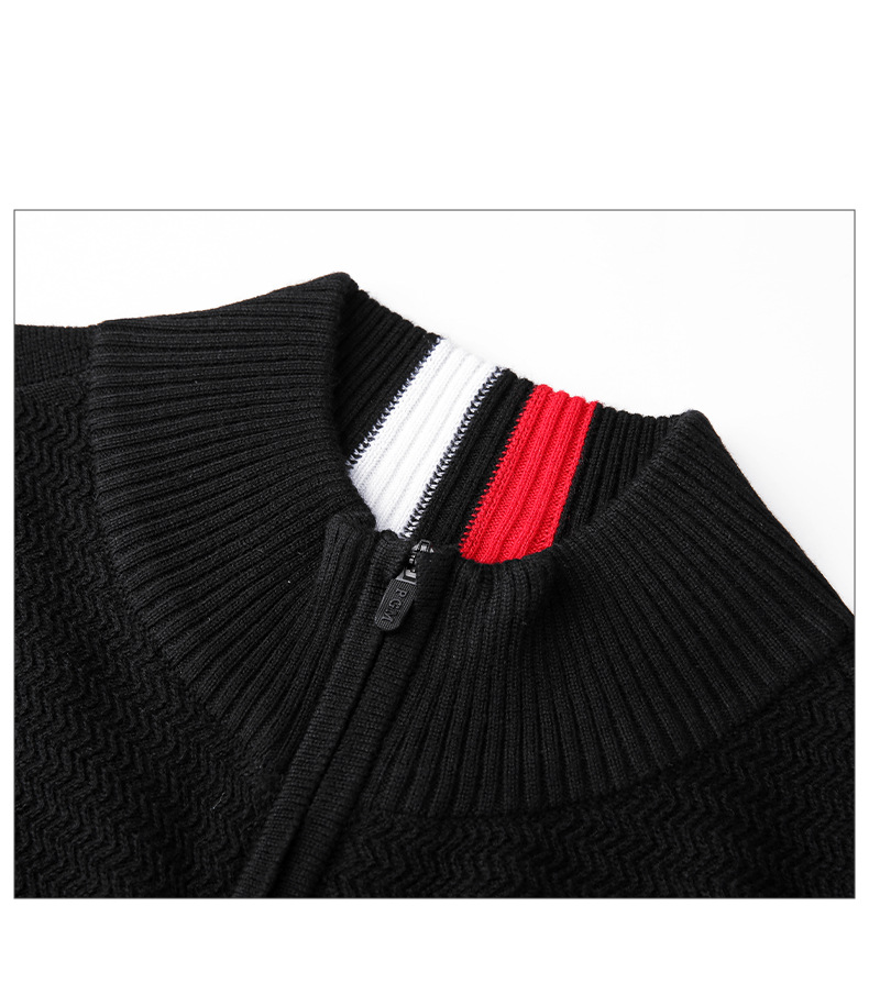 Áo vest len nam cổ đứng PGM – ấm áp mùa thu đông — YF501-màu xám, YF501-Đen, YF501-màu trắng chi tiết 16