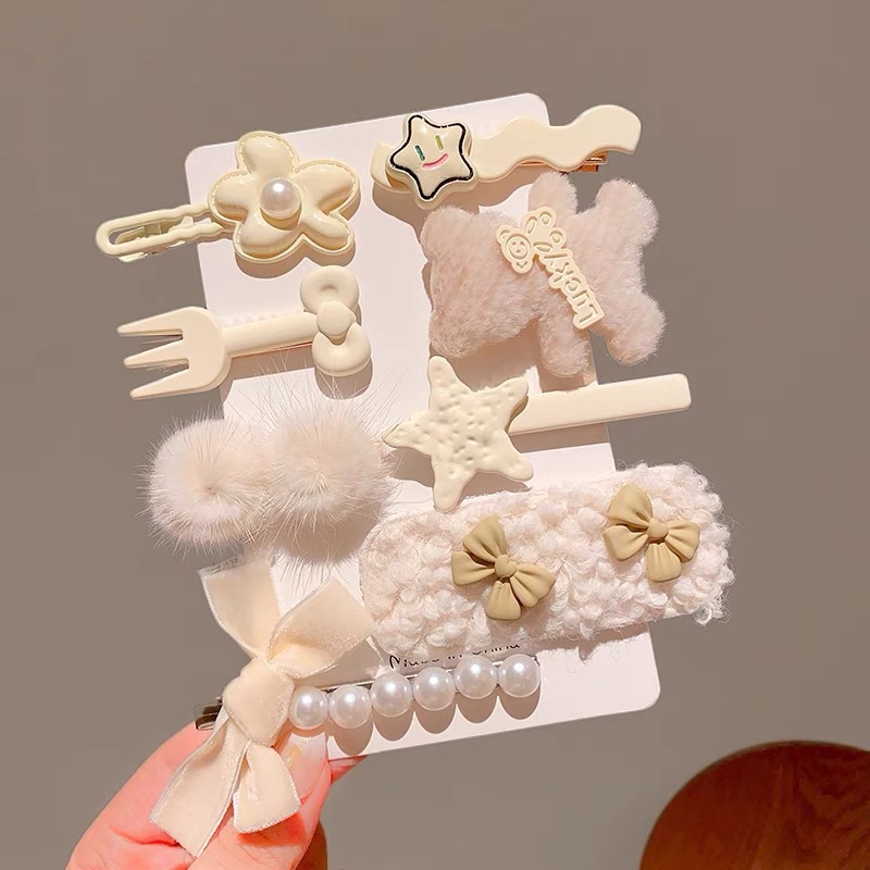 Nueva pinza de pelo de felpa rosa 2023, flequillo de niña, horquilla de pelo roto lateral, pinza de niña linda, horquilla de amor