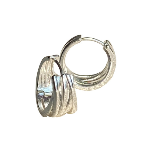Korean multi-layer silver earrings style silicone ear clip without ear piercing earrings for women niche high-end ins style earrings new