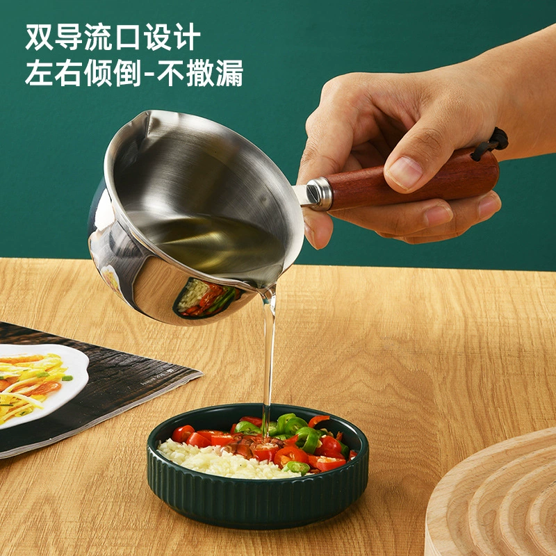 316 stainless steel oil-splashing small pot Internet celebrity special artifact hot oil mini milk pot pouring oil pouring non-stick pan