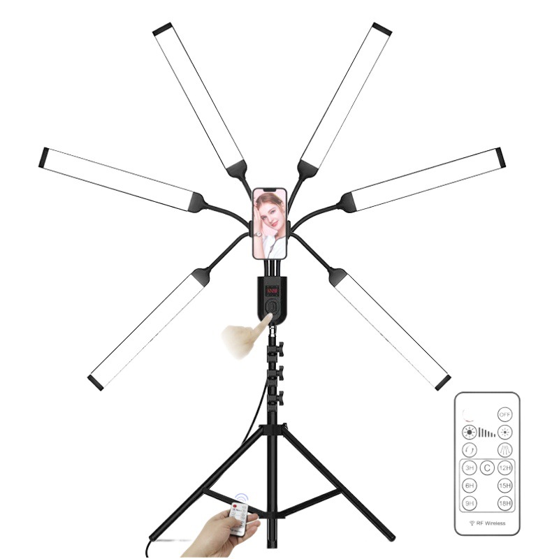 Plegable de seis brazos de luz en vivo Luz de relleno Internet celebridad selfie belleza luz LED lámpara de fotografía teléfono móvil soporte en vivo
