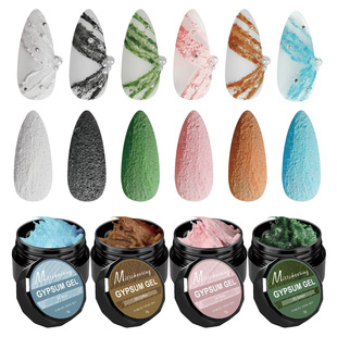 Manicure New Japanese Style Manicure Plaster Glue Nail Stereo Relief Painted Glue Sand-Like Black and White Micro-Carving Glue No-Wash