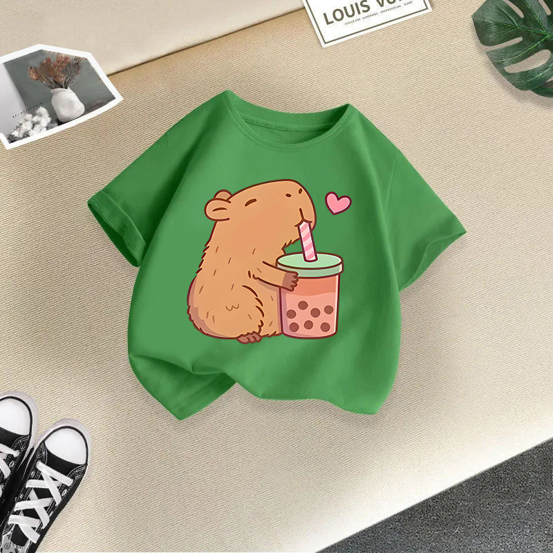 2025新型夏男女児童半袖アニメプリントtシャツ女子カジュアル上着国境を越えた子供服対外貿易ブーム