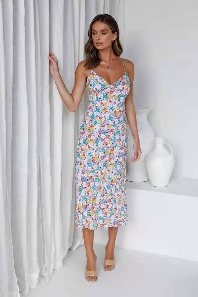 summer new style backless print dress NSYD43448