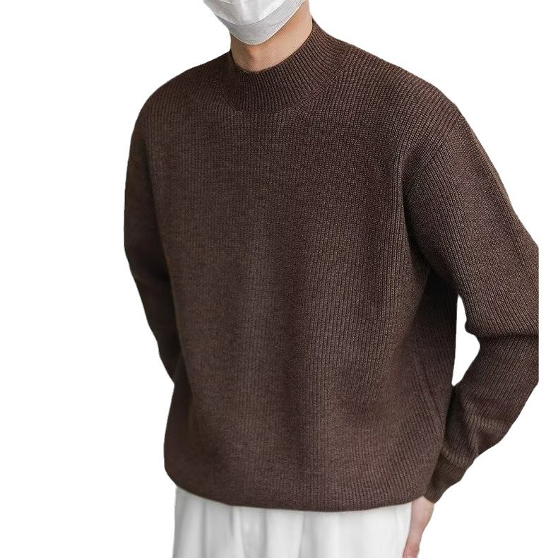 Retro fashionable knitted trend solid color sweater