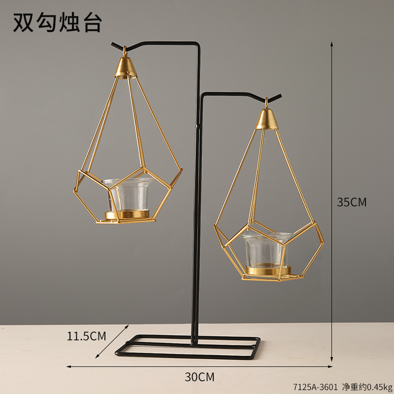 复古欧式铁艺烛台摆件家用餐桌浪漫烛光晚餐道具三头法式蜡烛台座|undefined