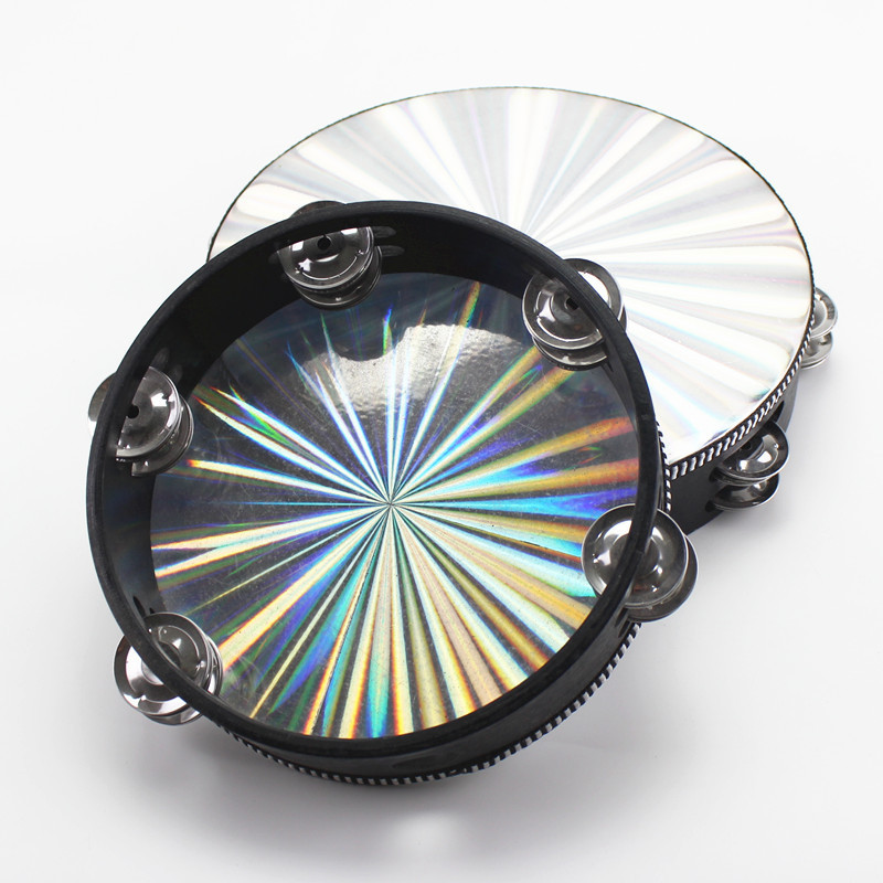 Banda de batería láser Acompañamiento 8 Instrumento de percusión Orff de 10 pulgadas Instrumento de rendimiento de jardín de infantes Pandereta láser de doble fila