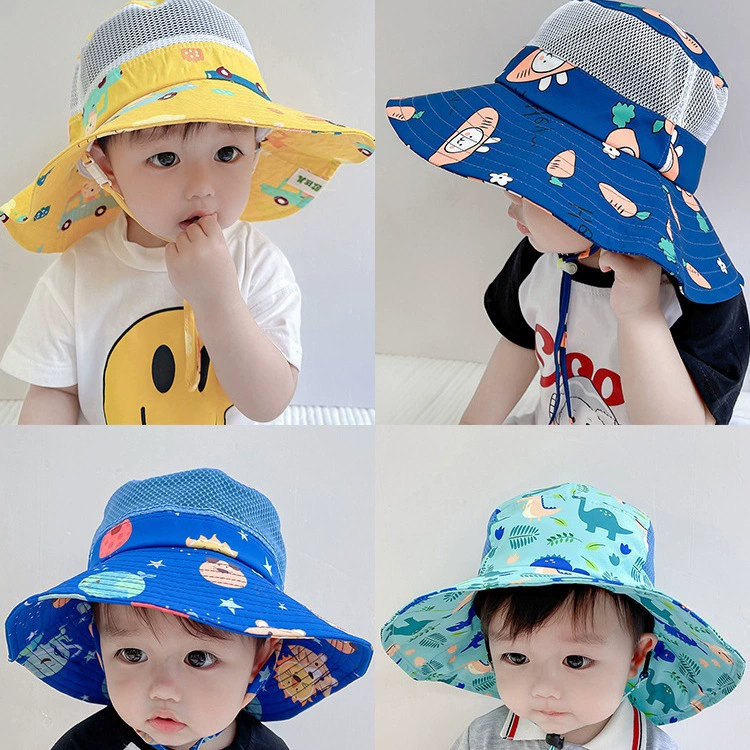 Детская Солнцезащитная шляпа, летняя тонкая сетчатая дышащая шляпа рыбака, большая Солнцезащитная шляпа для мальчиков и девочек, детская шляпа, шляпа от солнца