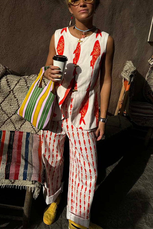 Casual Daily Women's Casual Streetwear Fish Polyester Pant Co-ord Set Pants Sets display picture 2