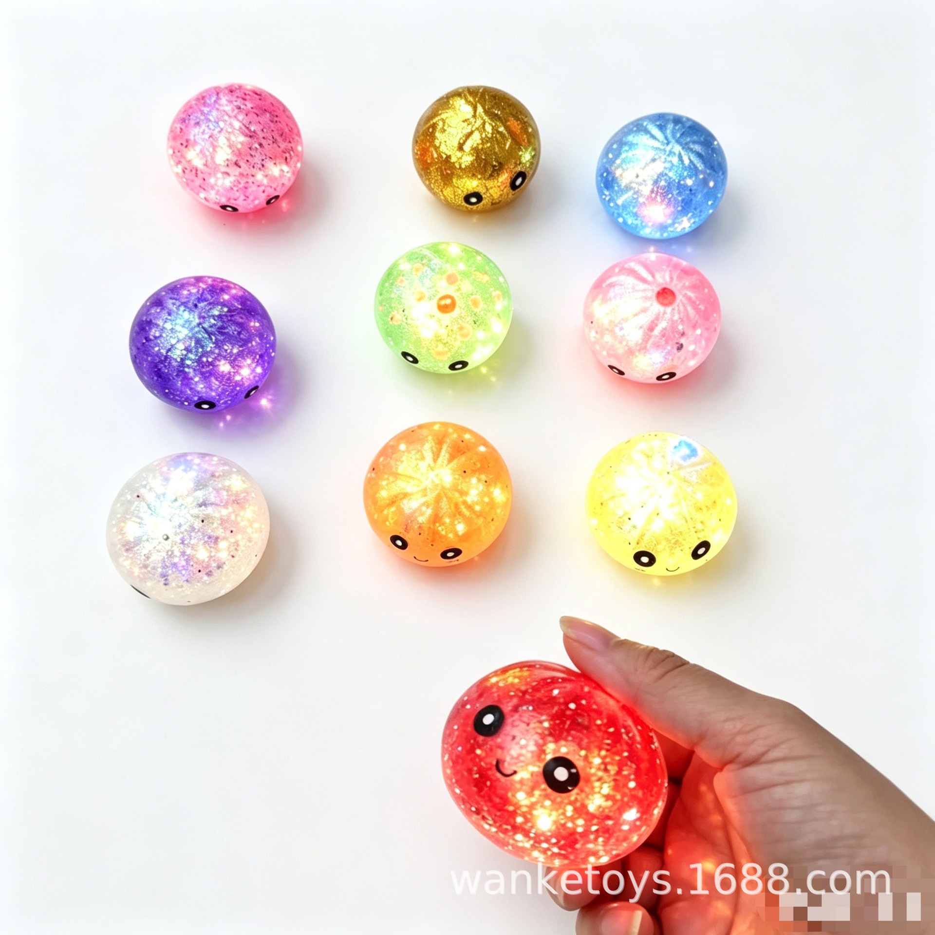 5.5公分闪灯金粉爆珠包子【288个一箱】