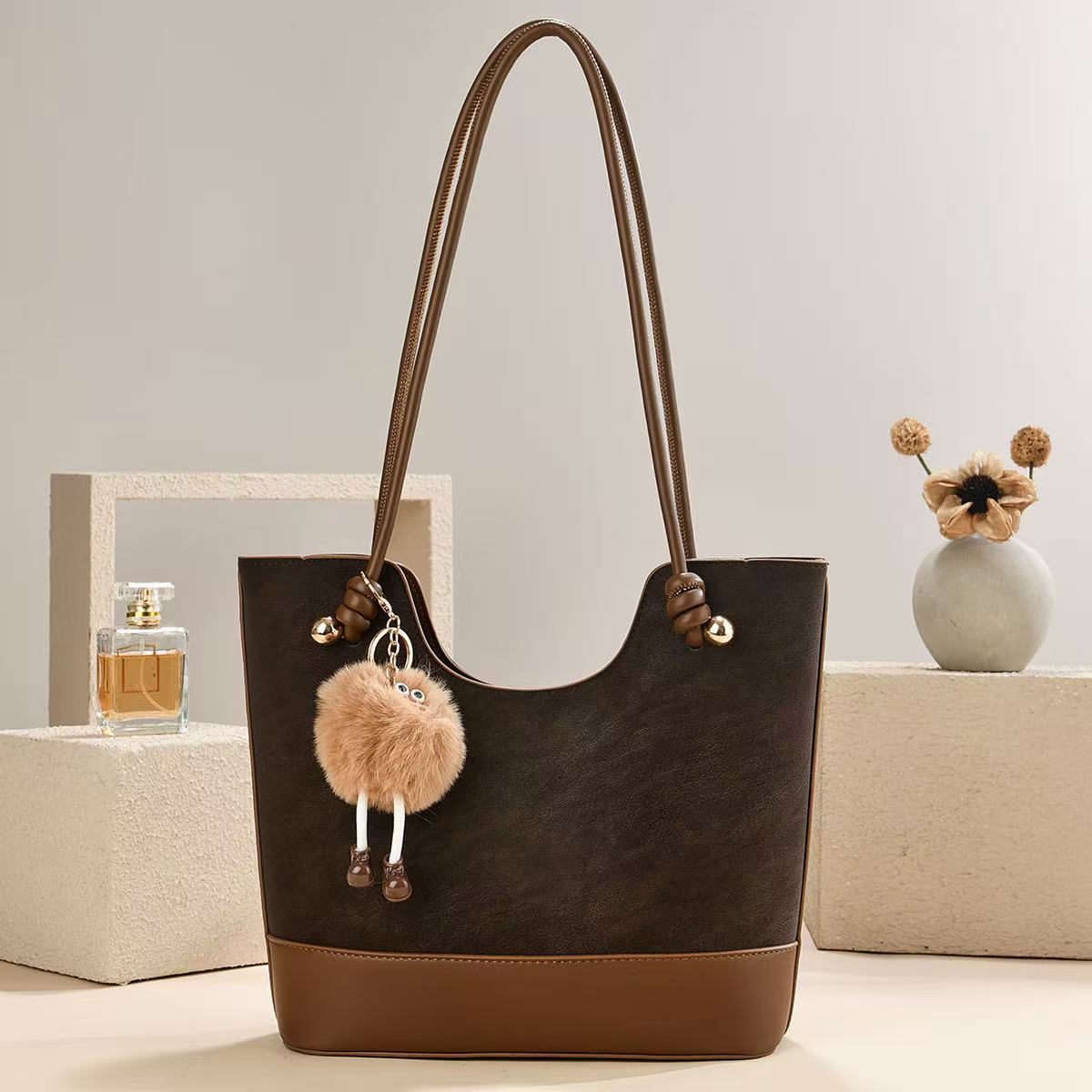 Muñecas colgantes empalmadas bolsos de mano de moda casuales versátiles retro simple mochila Totebag