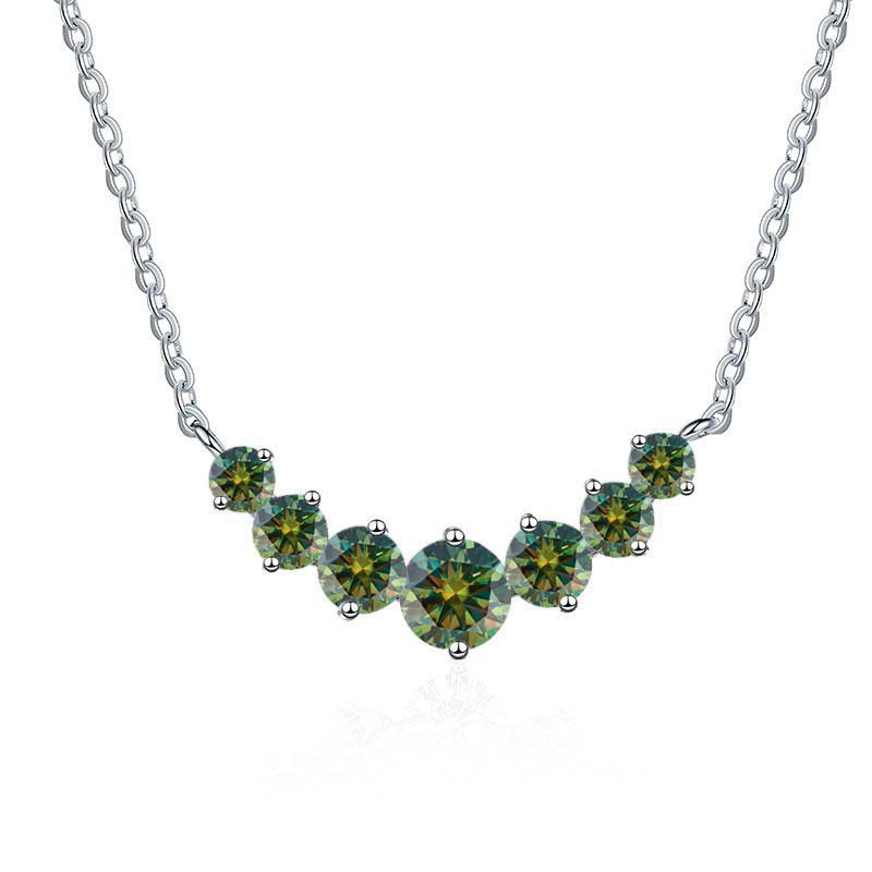 Collar de oro de plata esterlina s925 mujer sonrisa minimalista siete princesas collar de piedra de mosaico de color 2.8 quilates