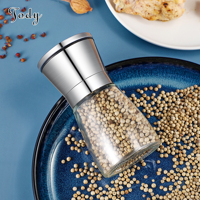 304 Stainless Steel Pepper Grinder Household Manual Glass Grinder Freshly Ground Sesame Pepper Ceramic Grinding Core 304 Stainless Steel Pepper Grinder Household Manual Glass Grinder Freshly Ground Sesame Pepper Ceramic Grinding Core