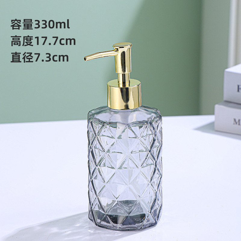 便利に分装した美しい押出式ポンプヘッド330ml手洗い液瓶電気めっきポンプヘッド有色ガラス手洗い液瓶|undefined