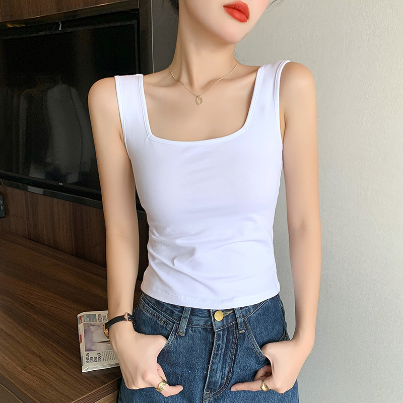 Dropshipping Round Neck Camisole Women's Summer Slim and Beautiful Back Outer Wear Covering Side Breasts Sleeveless Pure Cotton Inner Top