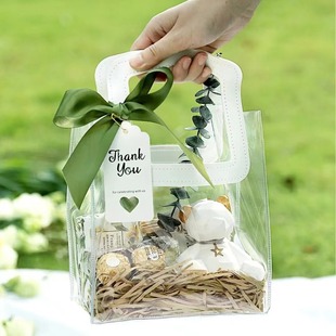 Transparent hand gift bag ins style gift box bridesmaid candy box gift bag cosmetic plastic packaging bag wholesale