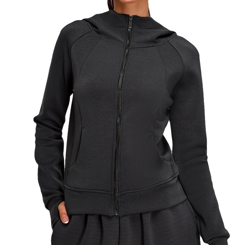Otoño y invierno nuevo modelo chaqueta deportiva con cremallera, ropa de yoga delgada para correr, chaqueta de fitness de mangas largas